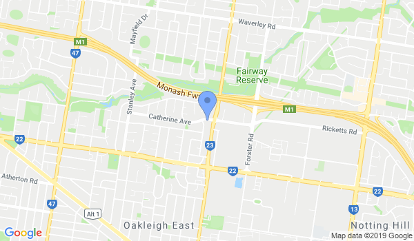 Battistello Karate Schools Oakleigh East Notting Hill location Map