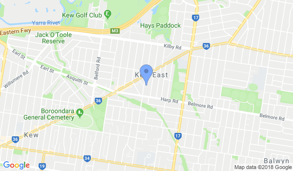 JKA Shotokan Karate Kew Dojo Melbourne location Map