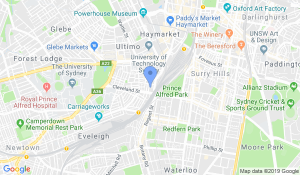 Jin Wu Koon Muay Thai Kickboxing Kung Fu Academy Sydney location Map