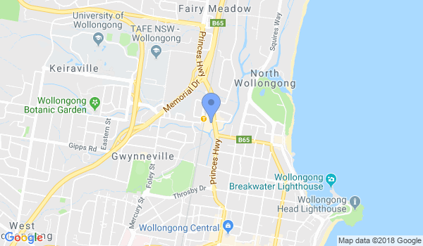 wollongong judo and Cuttas submission fighting location Map